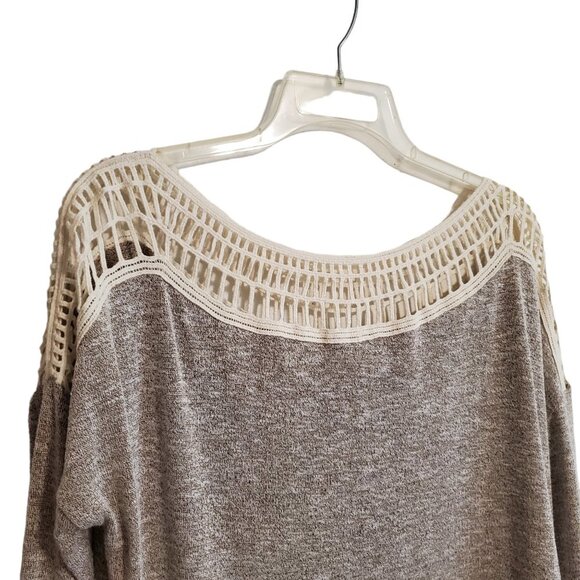 Entro Fringe High Low Hem Open Weave Pullover Long Sleeve Blouse Small - Picture 3 of 16